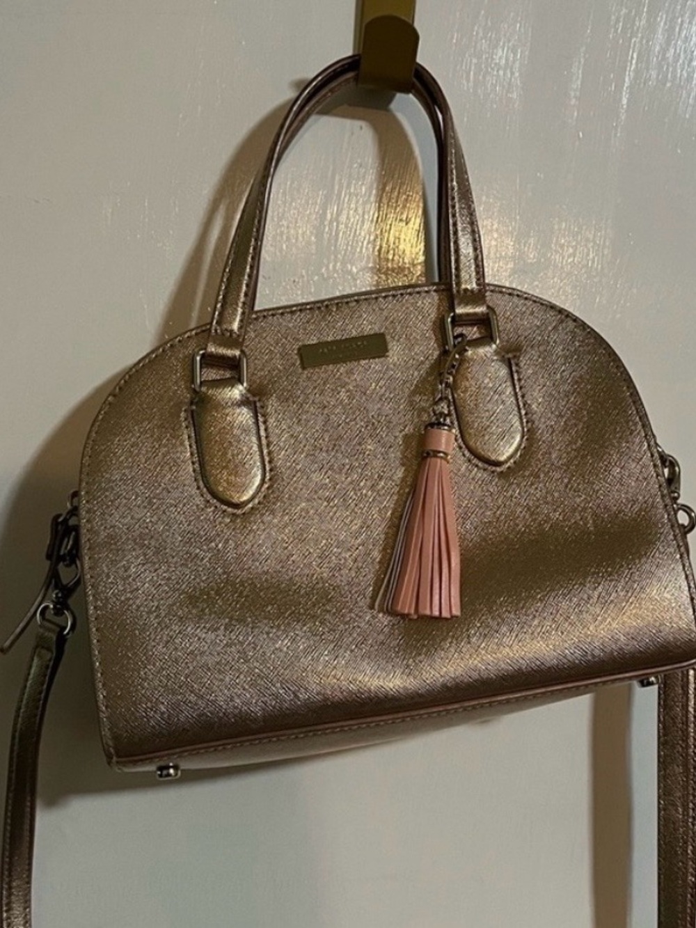 Kate Spade Metallic Rose Gold Dome Satchel with Tassel